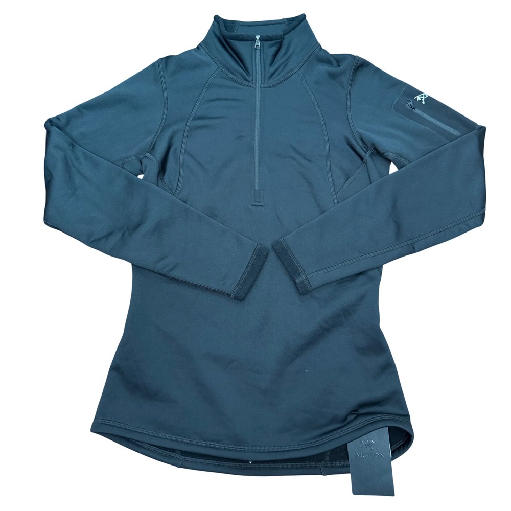 Arc'teryx Rho AR Zip Neck Women Medium Black Polartec Base Layer Top 11273 NWT